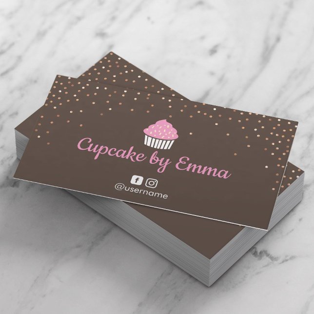 Cupcake Bakery Chocolate Sweet Social Media Business Card (Creator Uploaded)