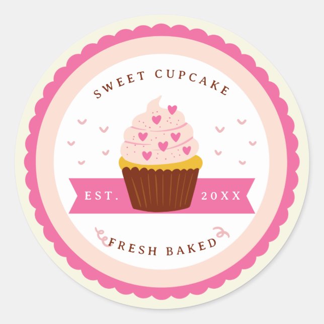 Cupcake Bakery  Classic Round Sticker (Front)