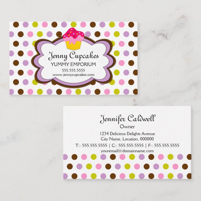 Cupcake Bakery Cloud Business Card (Front/Back)