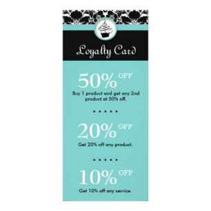 Cupcake Bakery Desserts Flower Damask Blue Rack Card