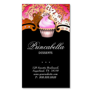 Cupcake Bakery Elegant Damask Gold Business Card