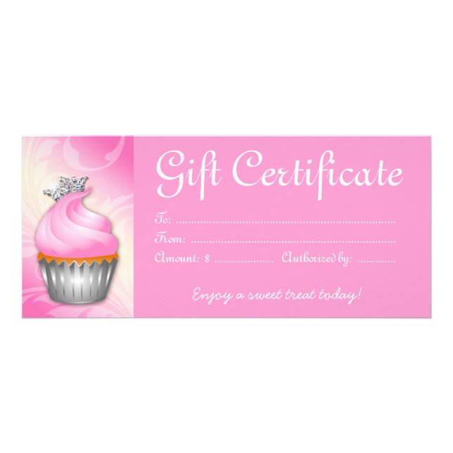Cupcake Bakery Gift Certificate Crown Pink (Front)
