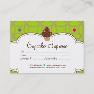 Cupcake Bakery Gift Certificate Dots Pink Lime