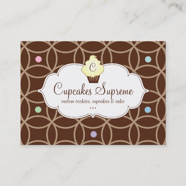 Cupcake Bakery Gift Certificate Dots White Yellow (Front)