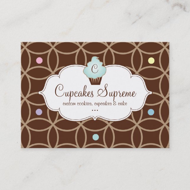 Cupcake Bakery Gift Certificate Stripes White Blue (Front)