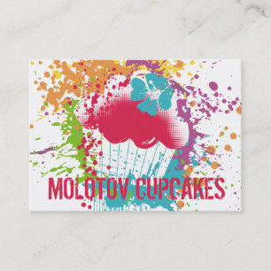 Cupcake bakery ink blot grunge splatter rainbow business card