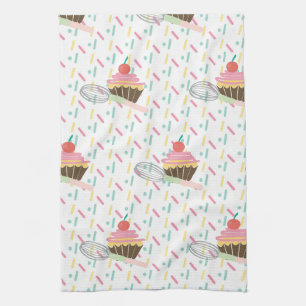 Cupcake Bakery Kitchen Whisk   Foodie Lovers Tea Towel