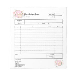 Cupcake Bakery Mixer Order Form Invoice  Notepad