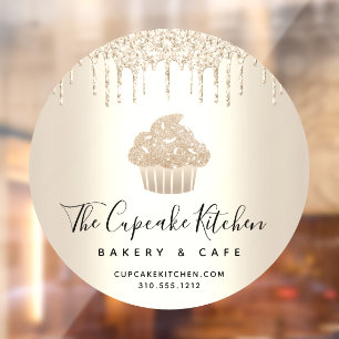 Cupcake Bakery Pastry Café Chic Gold Glitter Drips