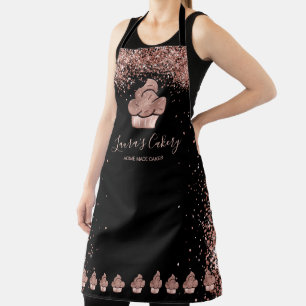 Cupcake Bakery Pastry Chef Glitter Drips Rose Gold Apron