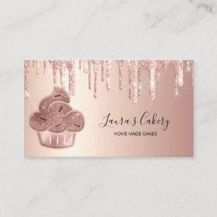 Cupcake Bakery Pastry Chef Glitter Drips Rose Gold Business Card