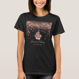Cupcake Bakery Pastry Chef Glitter Drips Rose Gold T-Shirt