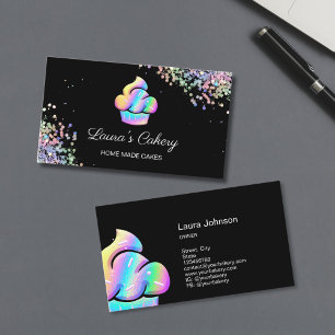 Cupcake Bakery Pastry Chef Holographic Business Ca Card