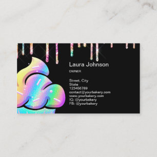Cupcake Bakery Pastry Chef Holographic Business Ca Card