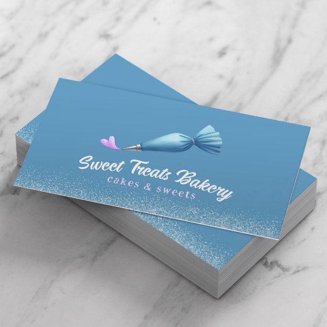 Cupcake Bakery Pastry Chef Piping Bag Heart Logo Business Card (Creator Uploaded)