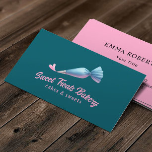Cupcake Bakery Pastry Chef Piping Bag & Heart Logo Business Card