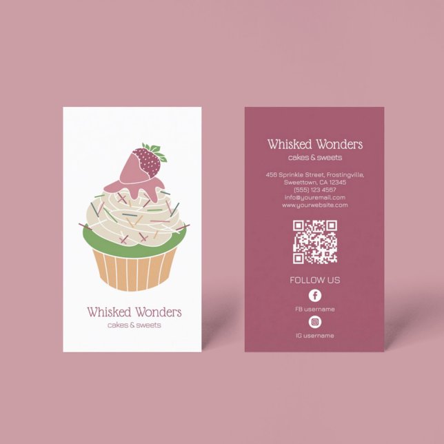 Cupcake Bakery Pastry Chef QR Code Business Card (Cupcake Bakery Pastry Chef QR Code Business Card)