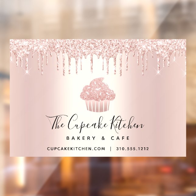 Cupcake Bakery Pastry Chef Rose Gold Glitter Drips (Sheet 2)