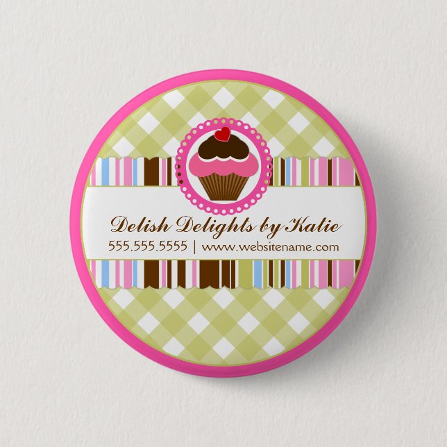Cupcake Bakery Personalised 6 Cm Round Badge (Front)