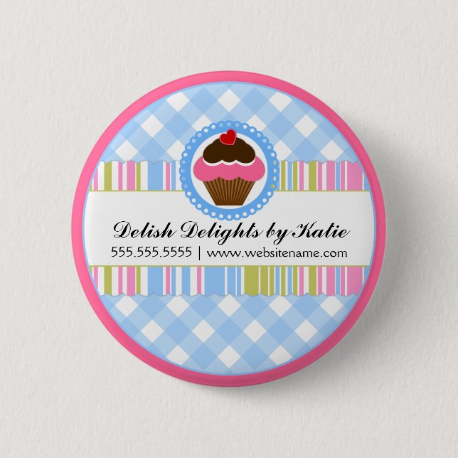 Cupcake Bakery Personalised Button (Front)