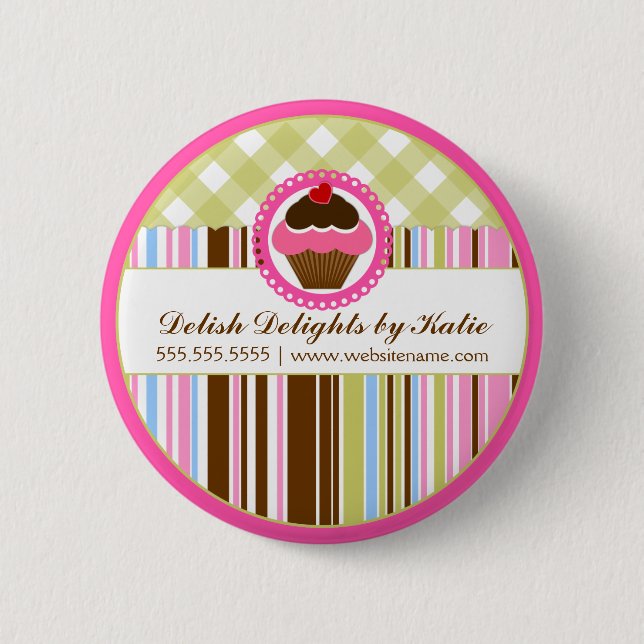 Cupcake Bakery Personalised Button (Front)