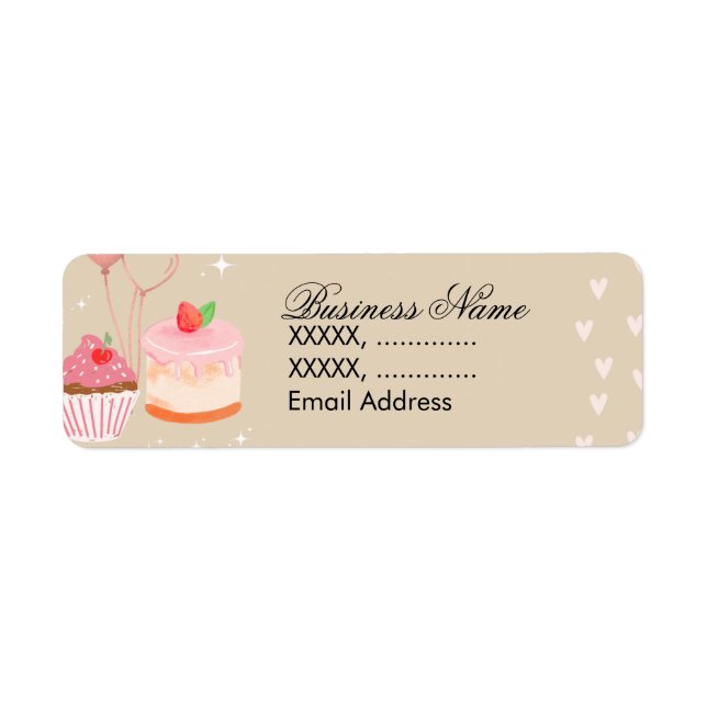 Cupcake Bakery Return Address Labels (Front)