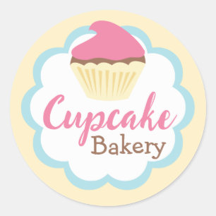 Cupcake Bakery Scallop Sticker Label