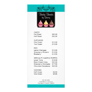 Cupcake Bakery Shop Sign Promotional Price List Rack Card