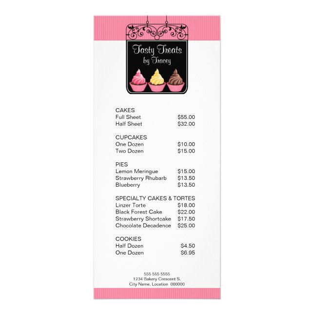 Cupcake Bakery Shop Sign Rack Card (Front)