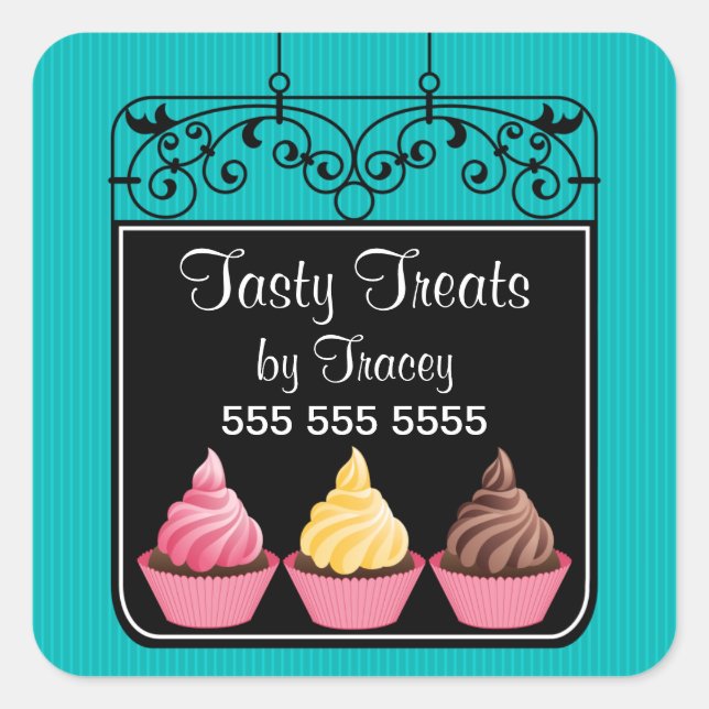 Cupcake Bakery Storefront Sign Bakery Box Seals (Front)