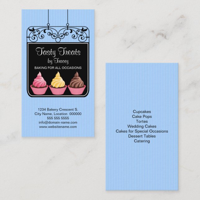 Cupcake Bakery Storefront Sign Business Card (Front/Back)