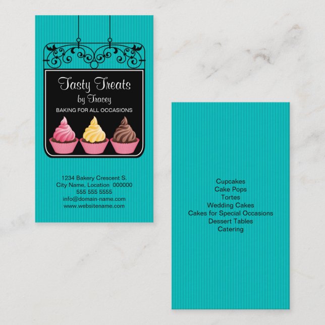 Cupcake Bakery Storefront Sign Business Card (Front/Back)