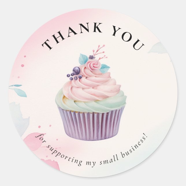 Cupcake Bakery Thank You Classic Round Sticker (Front)