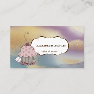 Cupcake Bakery ,Watercolor Brush Stroke Colourful Business Card