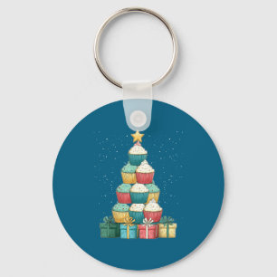 Cupcake Baking Baker Christmas Tree Xmas Key Ring