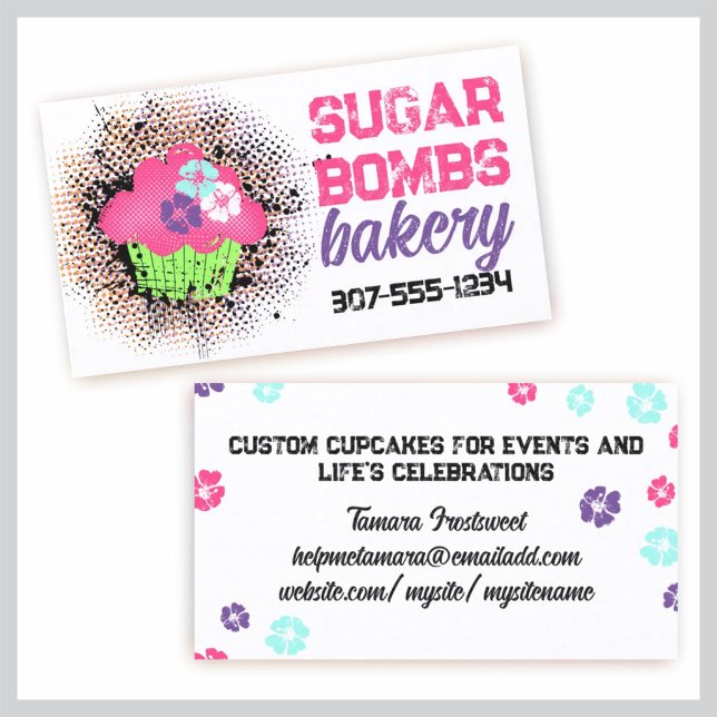 Cupcake baking bakery pastry chef baked goods business card (Creator Uploaded)