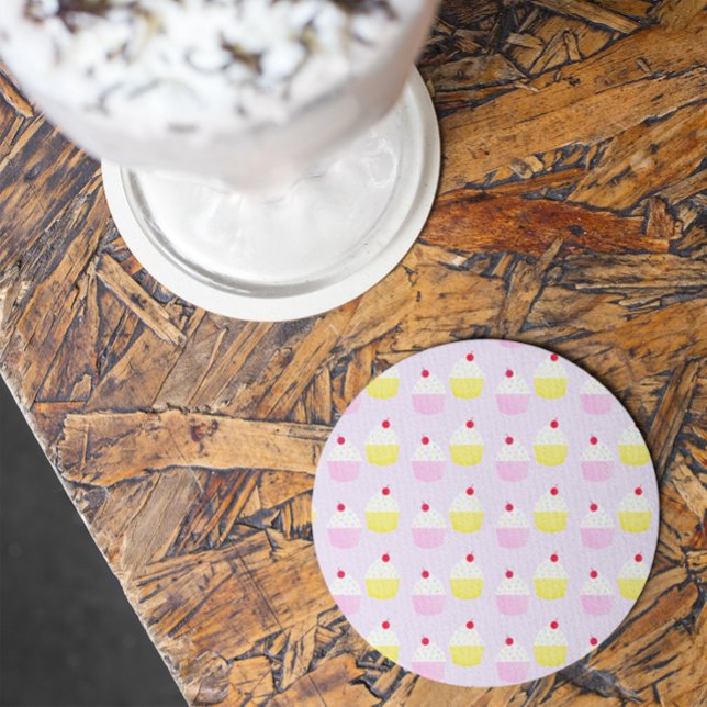 Cupcake Baking Birthday Round Paper Coaster (Creator Uploaded)