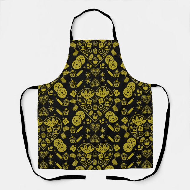 Cupcake Baking Folk Art Apron (Front)