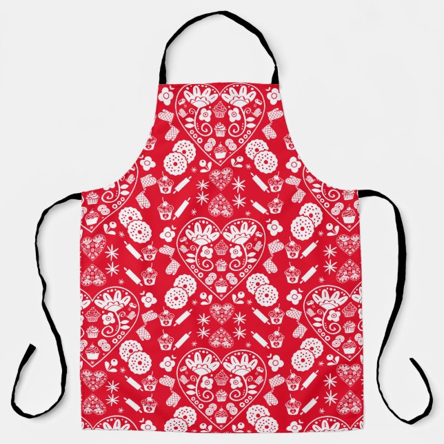 Cupcake Baking Folk Art Apron (Front)