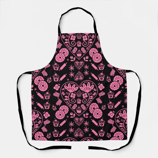 Cupcake Baking Folk Art Apron (Front)