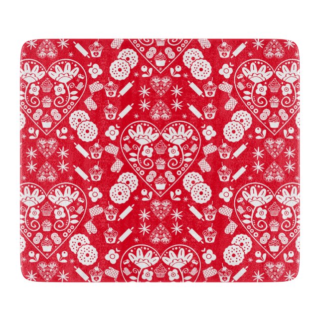 Cupcake Baking Folk Art Cutting Board (Front)