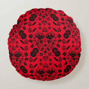 Cupcake Baking Folk Art Round Cushion