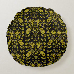 Cupcake Baking Folk Art Round Cushion