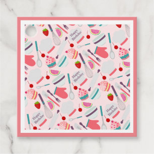 Cupcake Baking Pattern Pink Purple Favour Tags