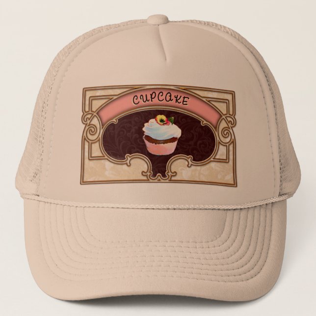 Cupcake Banner Victorian Style Trucker Hat (Front)