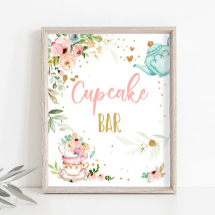 Cupcake Bar Tea Party Baby Brewing Baby Shower Poster