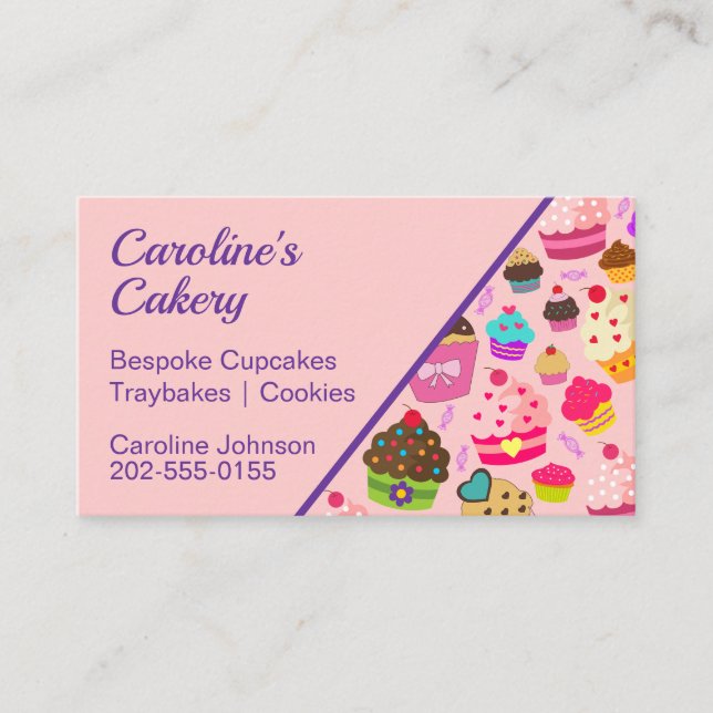 Cupcake Bespoke Cake Cakery Business Card (Front)