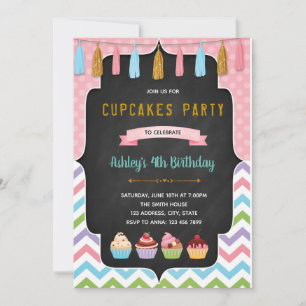 Cupcake birthday baby shower invitation