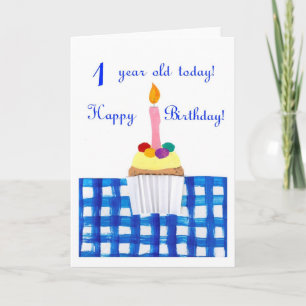 Cupcake Birthday Card for 1 year old