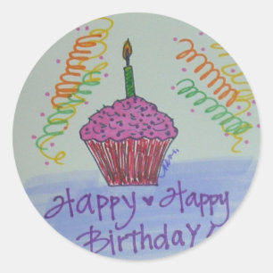 Cupcake Birthday Classic Round Sticker